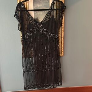 Elegant Black Sequin Mini Dress